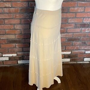 Cream Tiered Linen Maxi Skirt, Sz 8